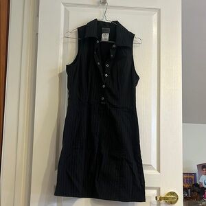 Versace Black/Dark Gray Sleeveless Polo Collar Sheath Dress